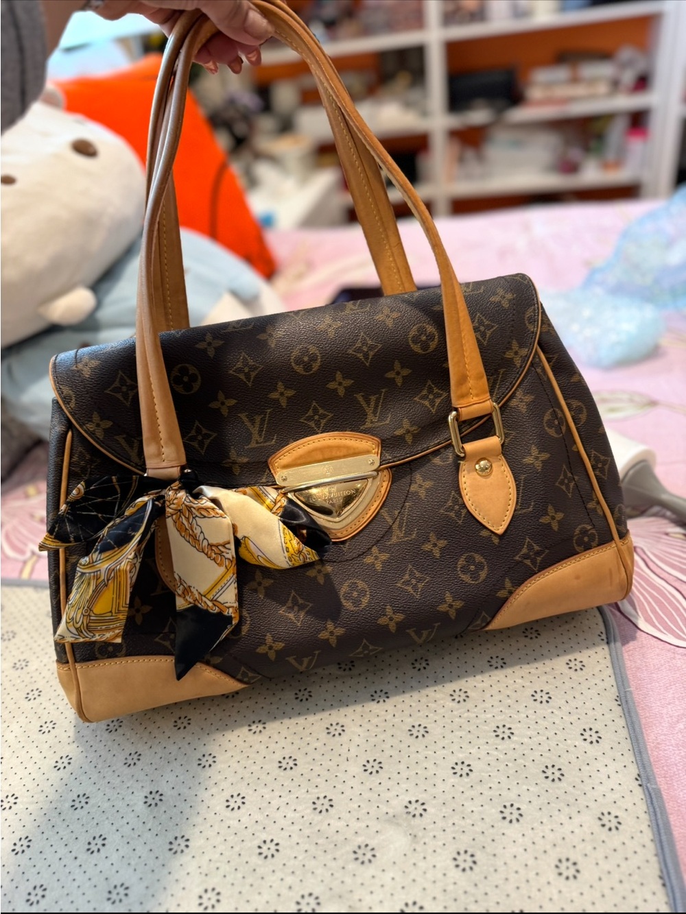 Louis Vuitton Monogram Top-Handle Satchel in Brown and Tan